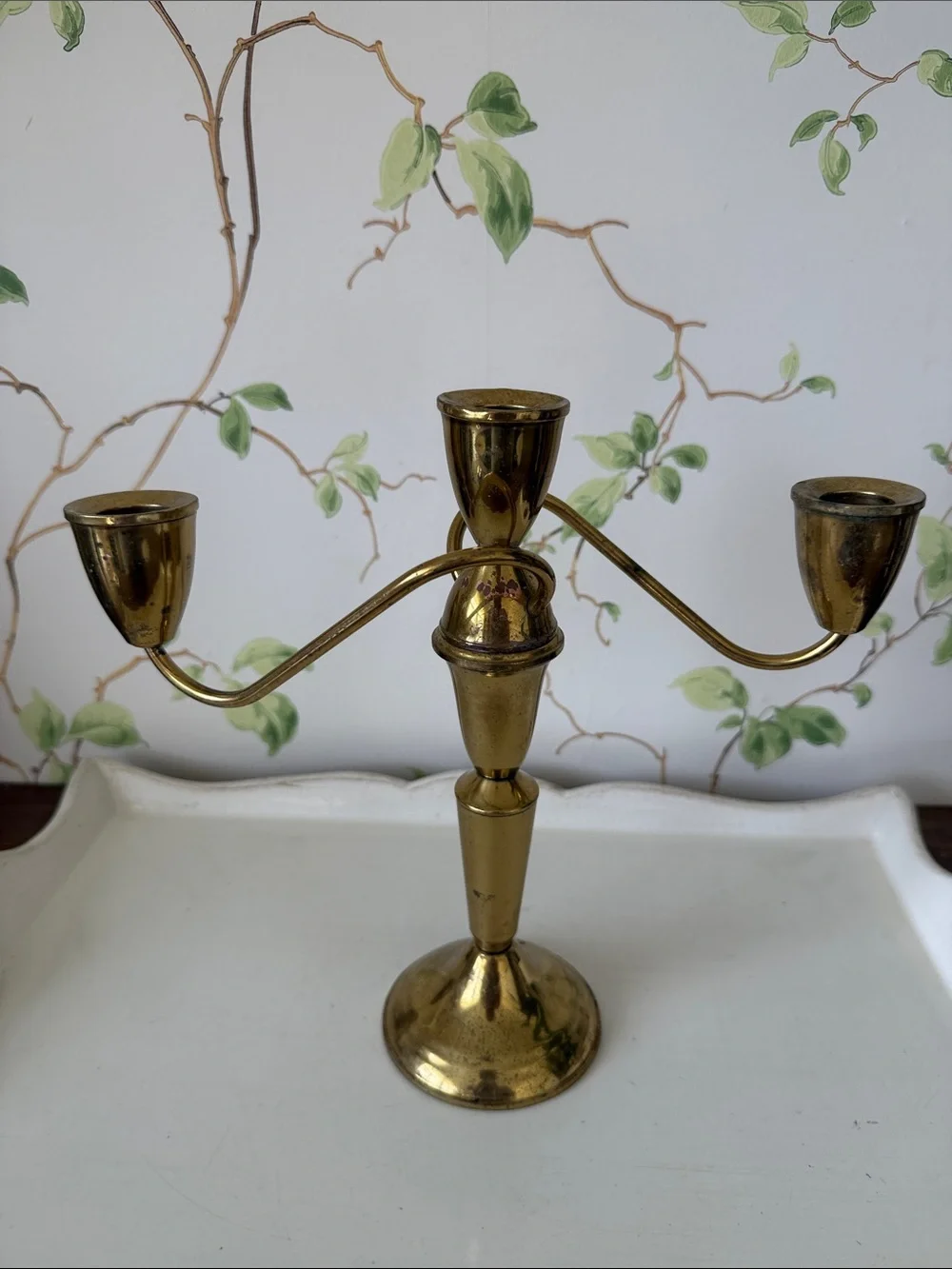 Vintage Jeweler’s Brass Hand Spun Twisted Two-Arm Candelabra
